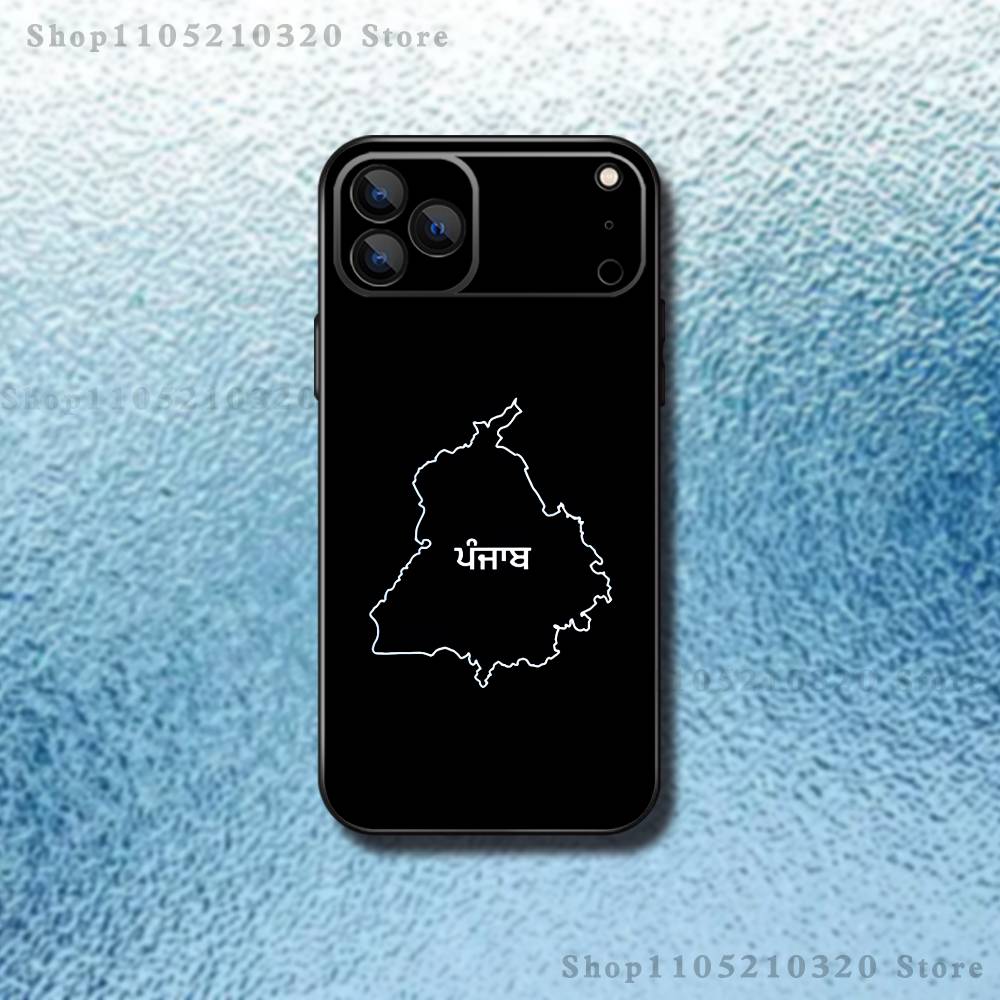 Punjab Map Phone Case For iPhone 17,16,15,14,13,12,Pro,Max,Plus,E,SE4,Air,Mini Black Soft Box