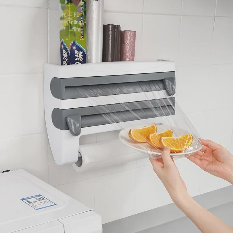 Küchenregal mit Schneider für Frischhaltefolie, Alufolie und Papiertücher