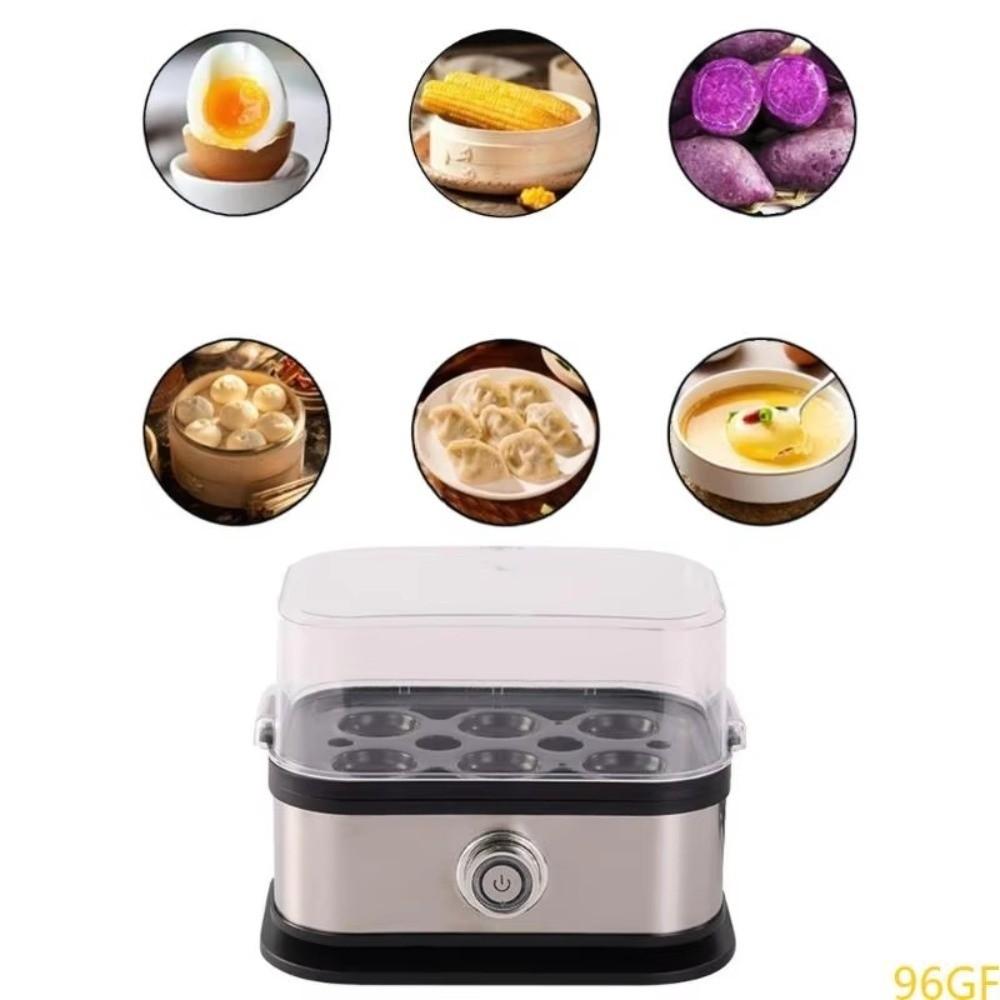 200W Power Eggs Boiler Space Saving 6 Eggs Capacity Smart Egg Cooker Stainless Steel Auto Shut-Off Rapid Egg Cooker