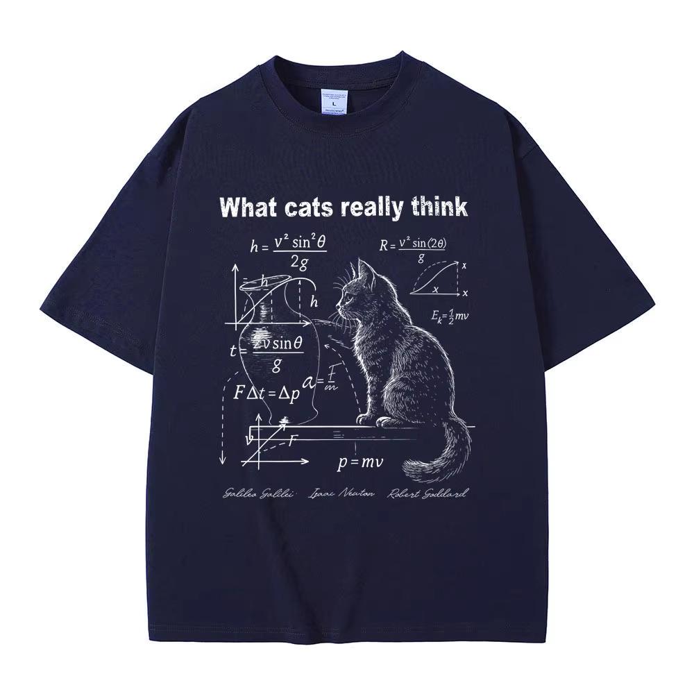 2026 What Cats Really Think Schrodinger Cat Funny Meme Graphic Tshirt Mens Womens Cotton Casual Top Fit Street Wear Ins Y2k