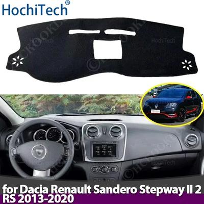 Pokrywa Deski Rozdzielczej Samochodu Mata Przeciwodblaskowa Pokrowiec na Panel Instrumentów Dywaniki do Dacia Renault Sandero Stepway II 2 RS 2013-2020