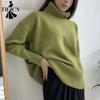 Women's Fashion Casual Fall Winter Solid Color Print Long Sleeve High Neck Sweaters