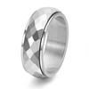 Unisex Titanium Steel Rotating Diamond Ring Wide Narrow Face Trendy Jewelry for Men Women