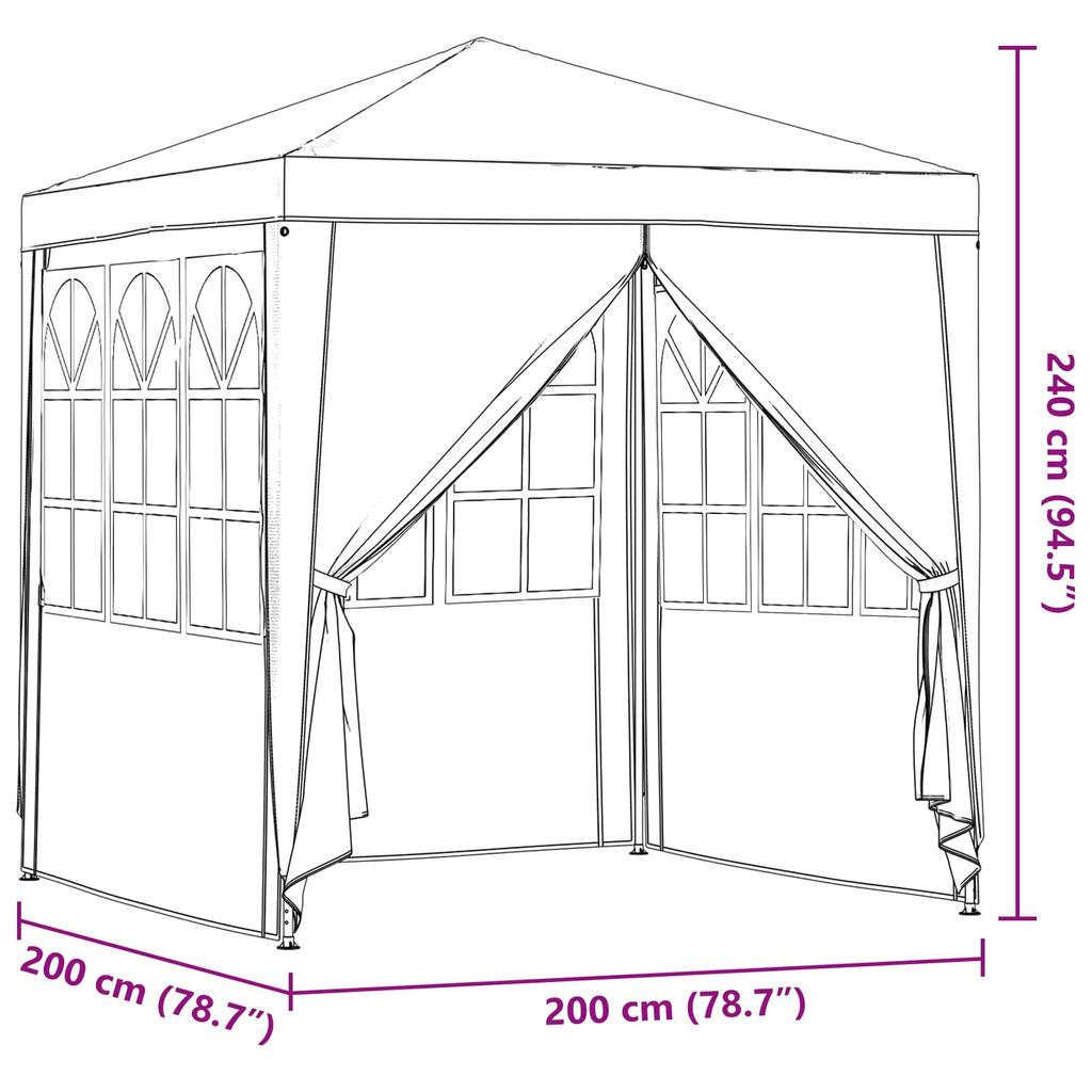 Party Tent Light Gray 200 X 200 X 240 Cm PE and Steel