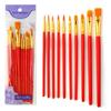 10-Piece Children's Paint Brush Set: Blue Handle Nylon Brushes for Acrylic, Watercolor, and Oil Painting