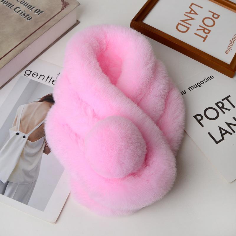 Ladies' Warm Faux Fur Scarf, Thickened and Fashionable Plush Scarf for Autumn and Winter