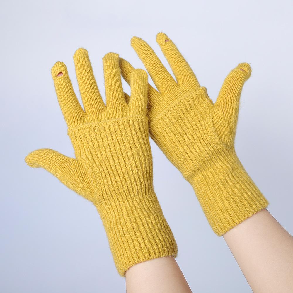 Neuer Herbst- und Winterstil Verlängerter Urlaub Zweiteilige Warme und Kältefeste Handschuhe für Damen Einfacher Lässiger Stil Ärmel