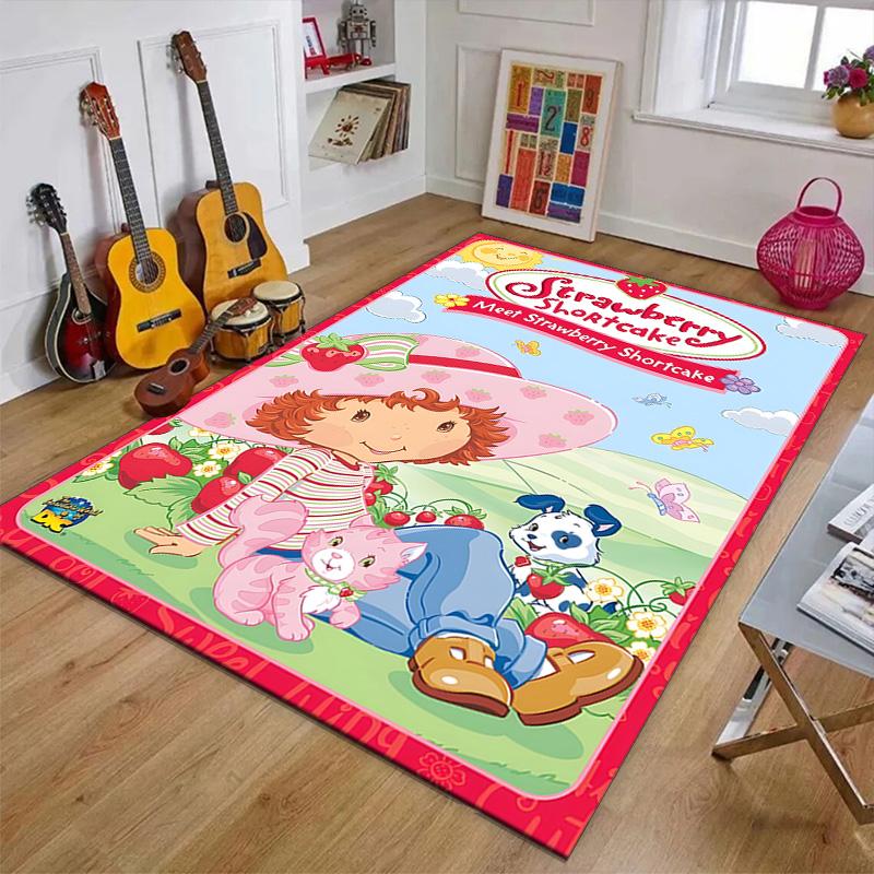 1pc Princess Strawberry (7) Design Printed Area Rug Carpet for Bedroom Living Room Home Decor Rugs Mat Non Slip Mat Rug for Bedside