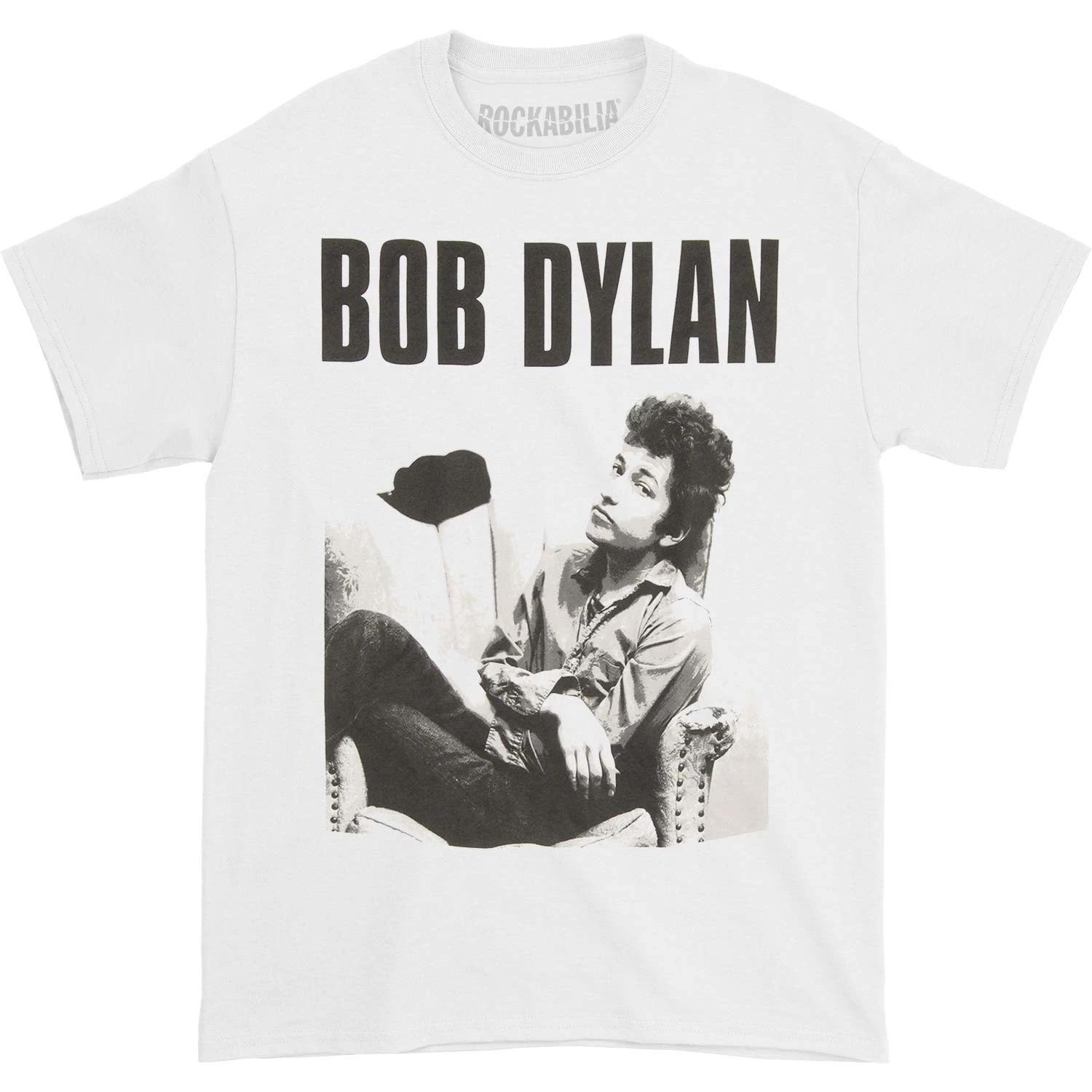 Men s Bob Dylan Sitting Slim Fit T-shirt Large White XXXL