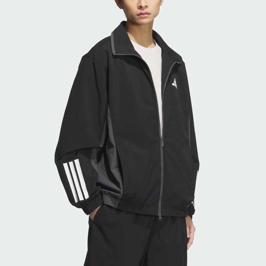 Adidas Tkané logo Color Block Sportovní Neformální bunda s dlouhým rukávem Pánská bunda Černá KC3920