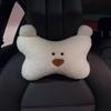 Comfortable Soft Pink Plush Car Headrest Lumbar Support Cartoon Bowknot Car Waist Neck Pillow Car Interior Decoration For Winter