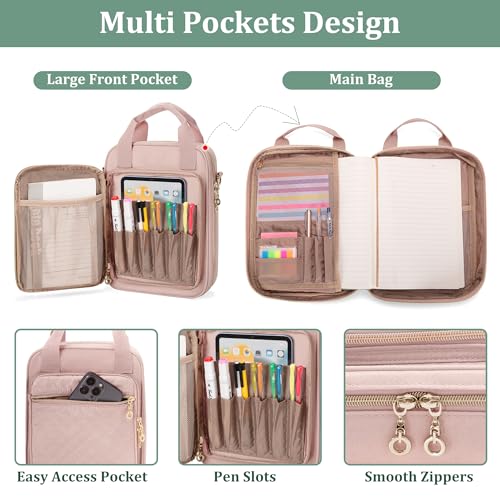 Teamoy B5 Notebook Cover, Shoulder Bag, Diary Cover, Planner Cover with Pen Holder, Storage, Portable, Unisex, Pink