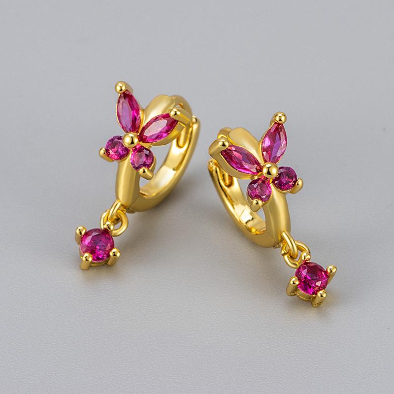 2024 Europäische & Amerikanische Zirkon Schmetterlingsohrringe - Bunt, High-End Design für Frauen