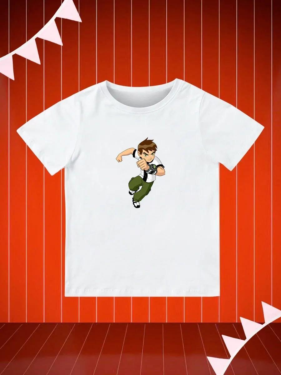 Round Neck Printed Pattern Pullover Short Sleeve Kids Tops Ben 10 140