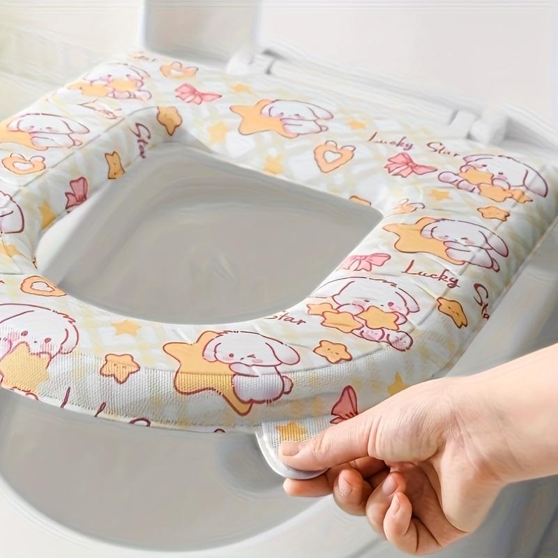 Cartoon Printed Pattern Bathroom Toilet Cushion Home Universal U-shaped Toilet Pads Washable Paste Type Toilet Cover