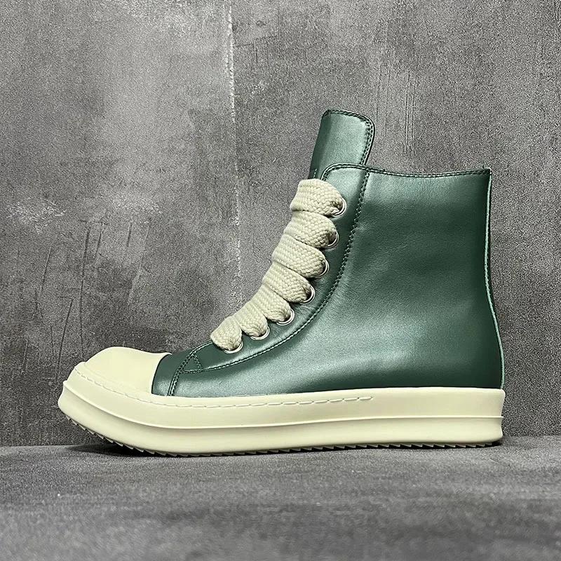 

Men High Top Shoes Women Casual Platform Sneakers Leather Luxury Jumbo Lace Up Zip Autumn Pink Red Orange Boots 35 армия зеленый
