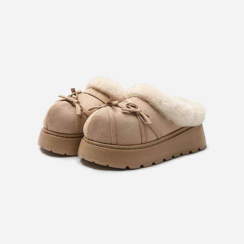 Cotton Shoes for Warmth, Fleece for Height Increase, Fashionable and Versatile Indoor Plush Slippers
