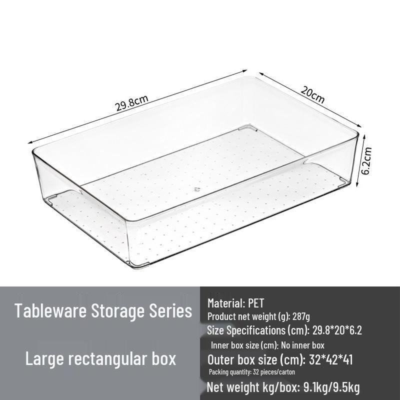 Transparent PET Storage Box for Books, Snacks, Fruits, Vegetables, and Kitchen Organization