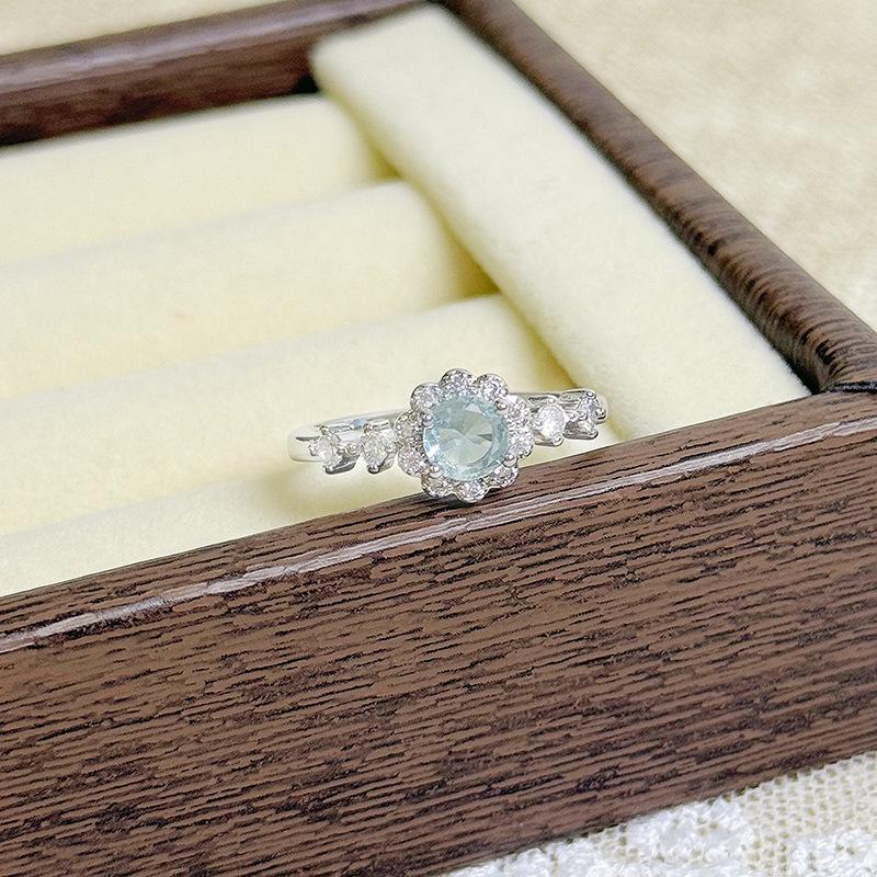 Niche Colored Treasure, Sweet And Cool Purple Diamond, Daisy Flower, Butterfly Opening Ring, Female Light Luxury And Cold Wind Stacking, Wearing Wind