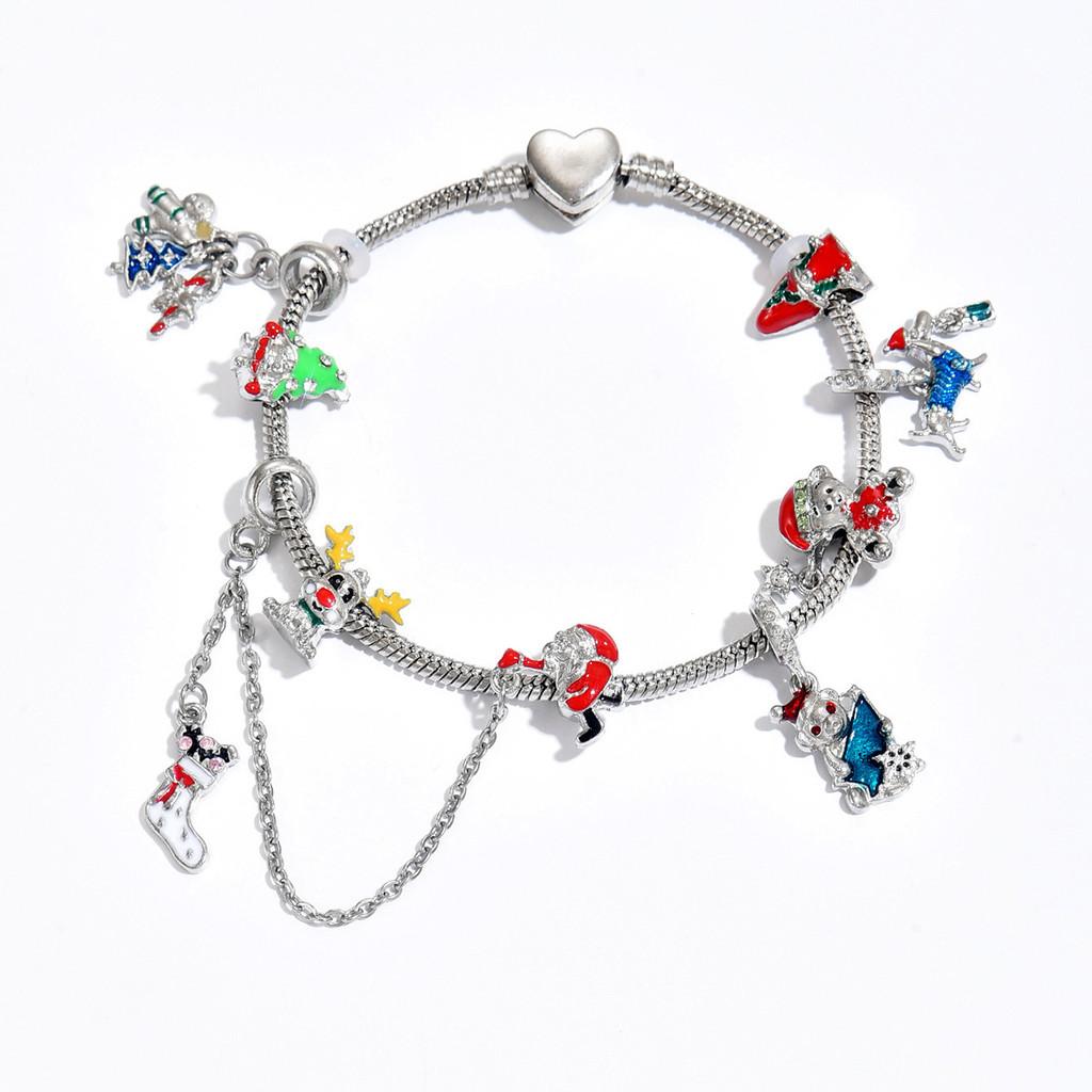 Christmas Bracelet With Snowflake Bells And Santa Charm For Holiday Gift Giving