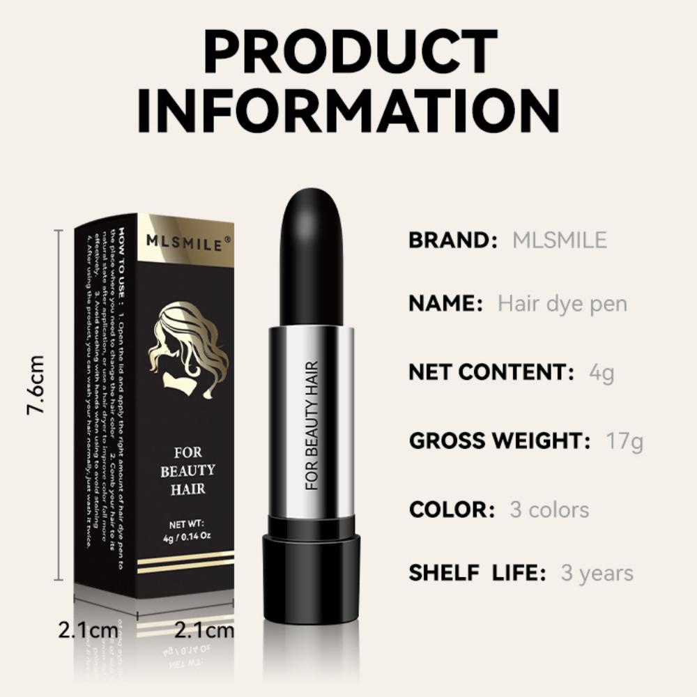 Lápiz de tinte para el cabello portátil de 3 colores, rápido, temporal, para cubrir el color blanco, crema para el cabello desechable, laca para el cabello desechable, barra de tinte para el cabello