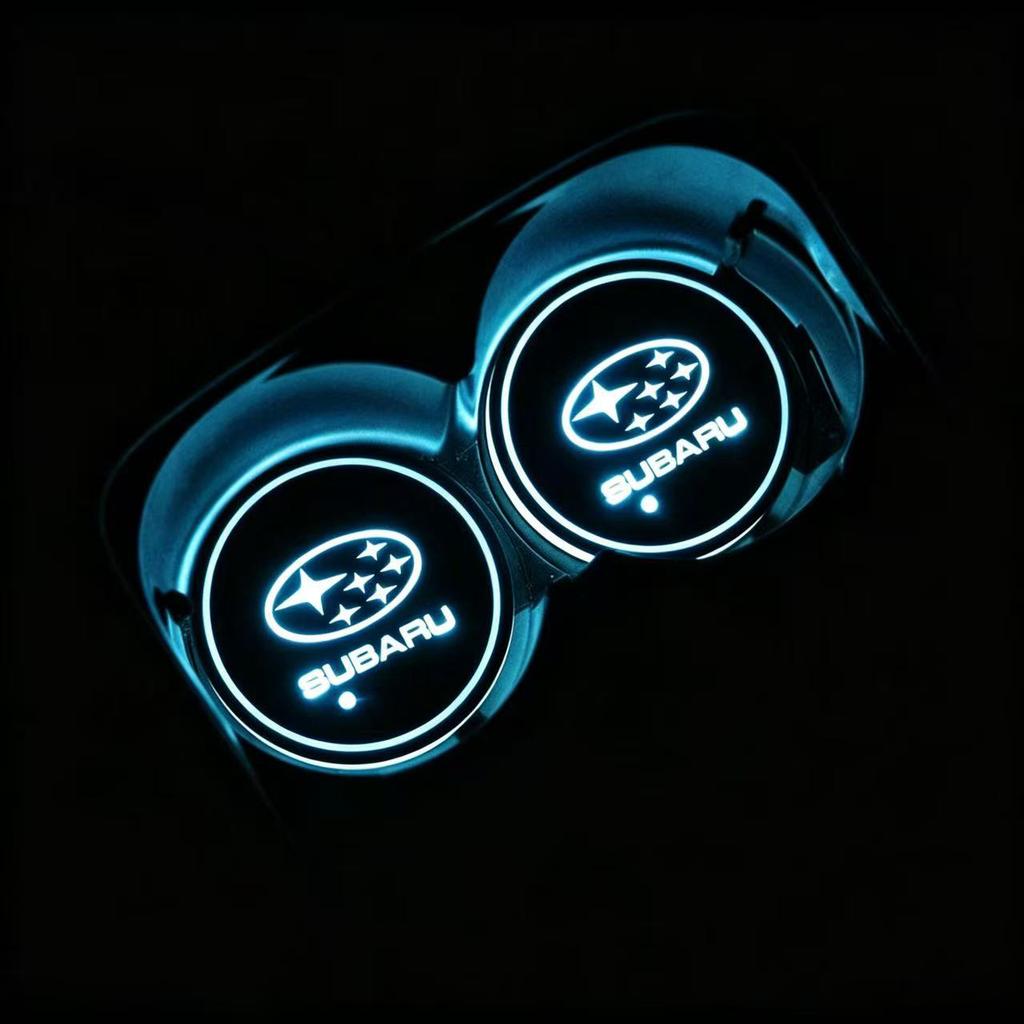 Car Colorful Glowing Water Cup Pad Emblem Accessory For Subaru STI Outback Forester Impreza XV Legacy WRX BRZ Tribeca ge3