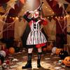 Kids Halloween Clown Costume Girls Circus Role Play Dress Set Carnival Party Outfit