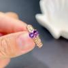 Purple Crystal  Copper Ring 5X7Mm 0.7Ct Natural Amethyst Ring With Jewelry Certificate Gold Plated Copper Amethyst Jewelry