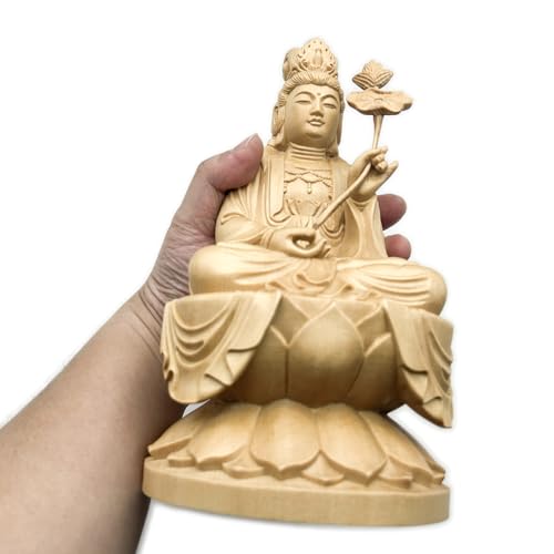 HU Trading Buddhist Statue, Kannon Bodhisattva and Seishi Bodhisattva (Total Height: 23cm, Width: 12.5cm, Depth: 11.5cm), Seated Statue, Amida Triad,