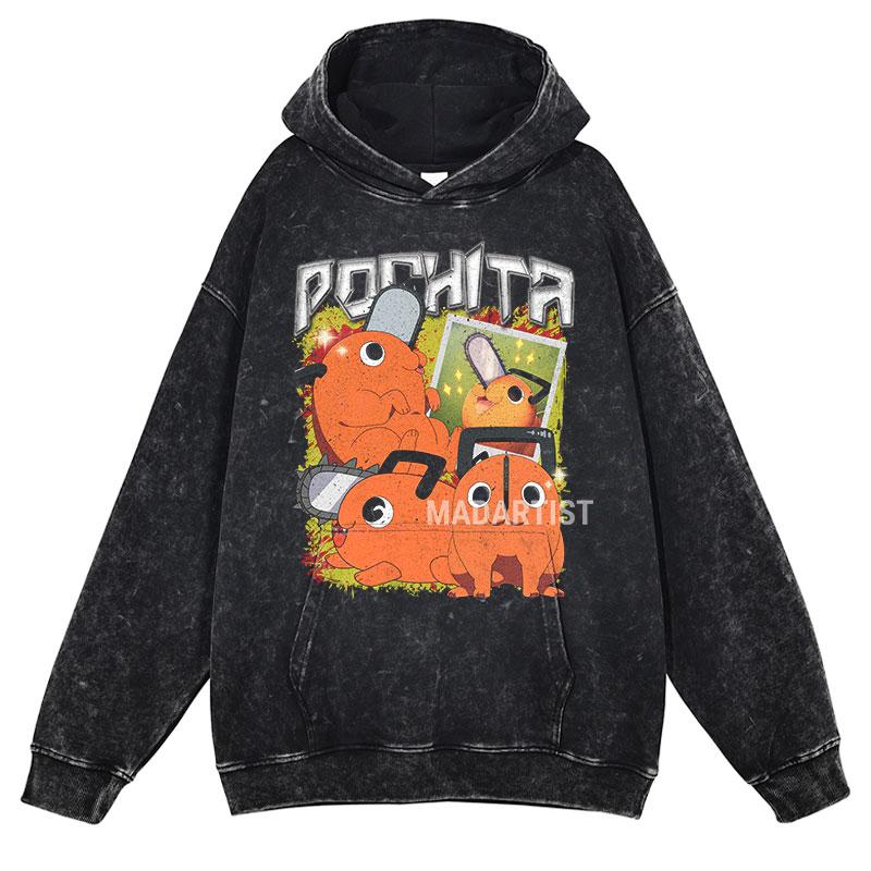 Hot Anime Chainsaw Man Hayakawa Aki Print Hooded Men Casual Oversized Hoodies Manga Washed Streetwear Harajuku Cotton Sweatshirt