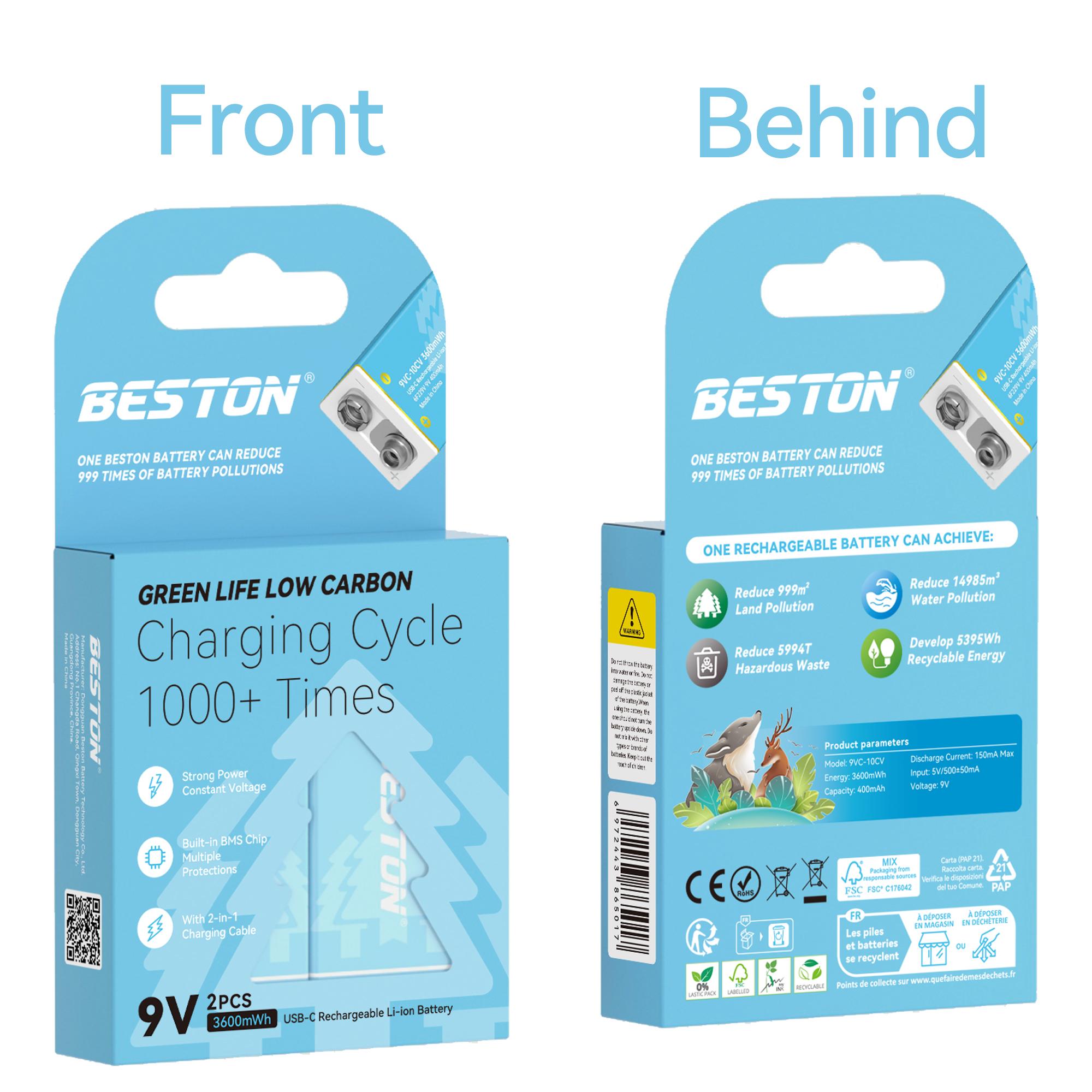 Новая 9В USB Перезаряжаемая Литий-ионная Батарея 9В 3600мВтч Литий-ионная Батарея 2pcs синий