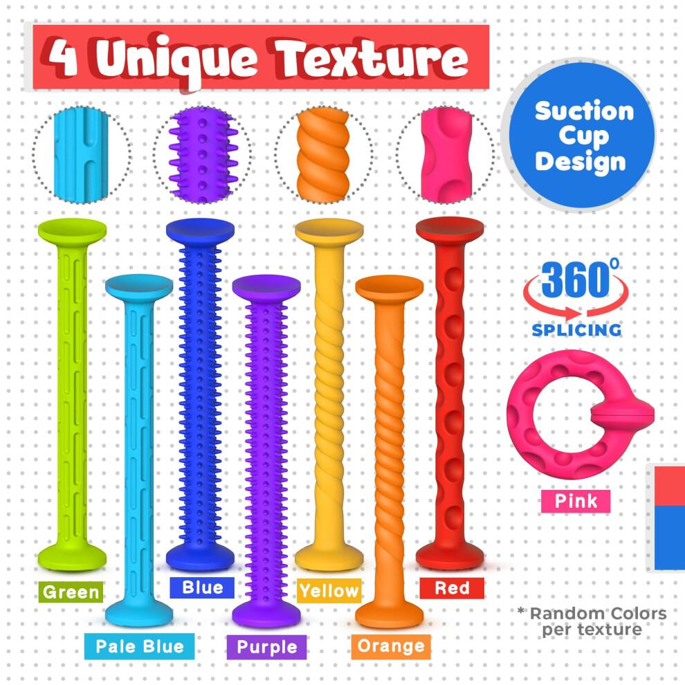 Baby Sensory Suction Bath Toys: 8pcs Slicone Baby Suction Cup Toys, LESONG No Mold Bath Toys, Toddlers Sensory Fidget Toys on Plane, Tactile Fine