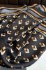 Black Scarf 90x90 with a Geometric Pattern in Shades of Beige and Caramel - Modern Elegance