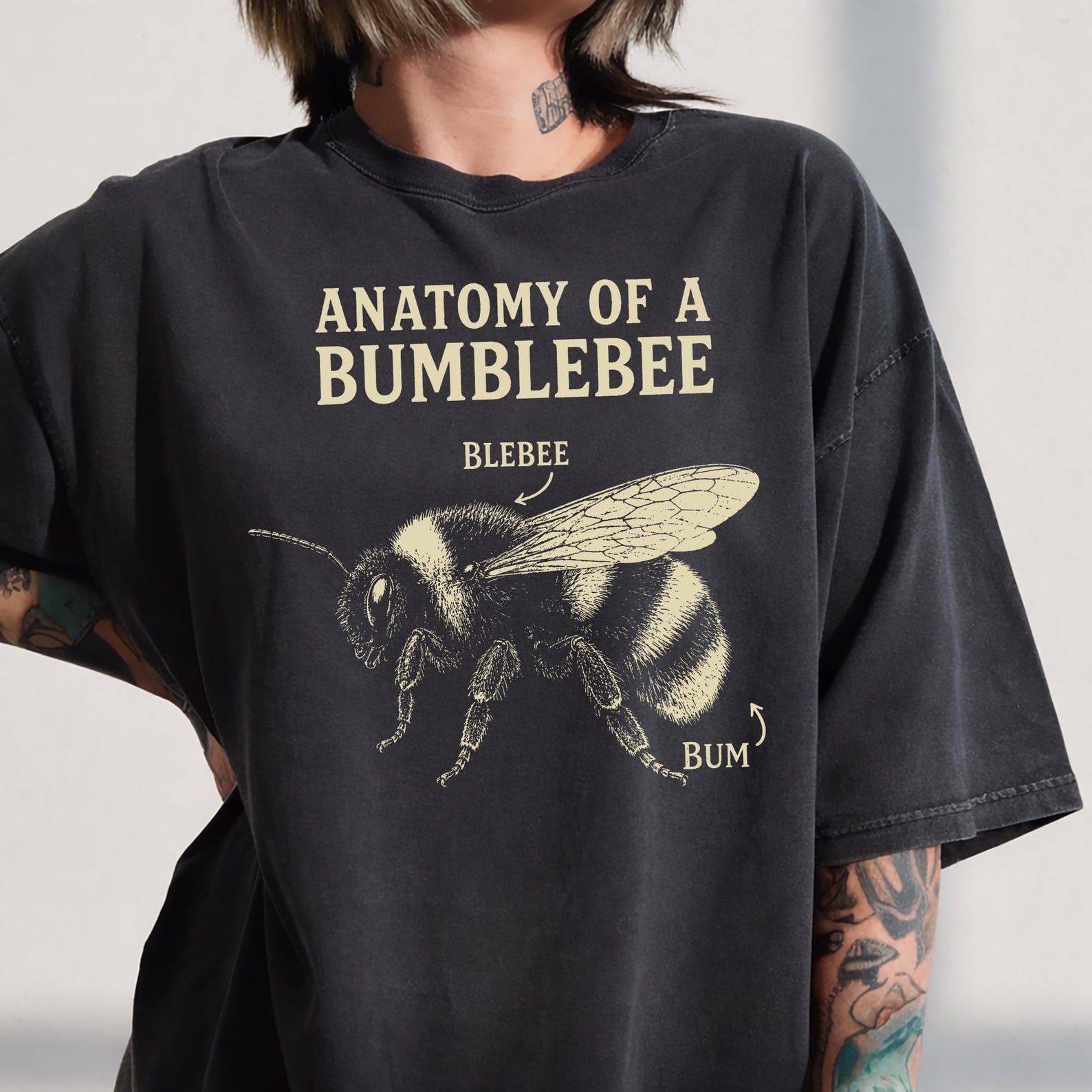 Anatomy Of A Bumblebee Shirt, Funny Bee Anatomy Tee, Vintage Insect Graphic Top, Entomology Joke Gift, Nature Lover Shirt, Bee Lover Gift L