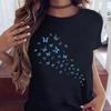 Women's Butterfly Tree Printed Harajuku Summer T-shirt Casual Round Neck Short Sleeve Top T-shirt Fashion Versatile Clothing