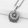 Simple Fashion Trend Minimalist Crescent Moon Pentagram Roman Pendant Necklace Men and Women Daily