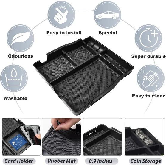 Jump Seat Front Center Console Organizer Ford F150 2015-2024 2025 Armrest Jump Seat Storage Box Tray Interior Car Accessories