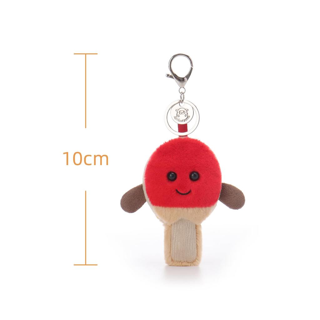 Apricot Lamb Table Tennis Racket Cute Soft Keychain Plush Toy, Perfect for Boys and Girls, Fits Kids' Backpacks and Purses, 10cm