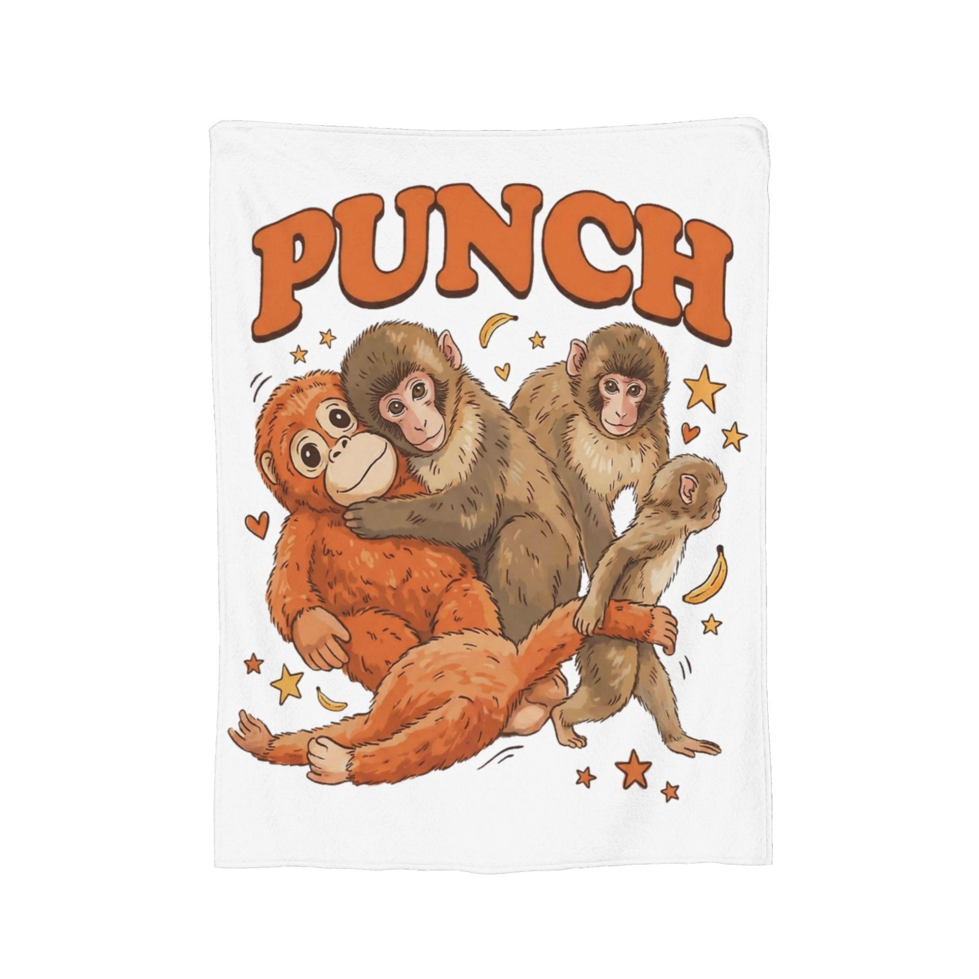 

Kawaii Punch Baby Monkey And His Stuffed Monkey Blanket Fleece All Season Warm Throw Blanket for Bed Bedroom Plush Thin Quilt 130x150cm