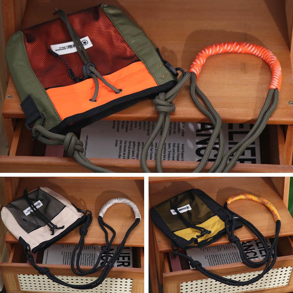 Pleated Men Messenger Bag Nylon Mini HandBag Fashion Drawstring Crossbody Bag  Mobile Phone