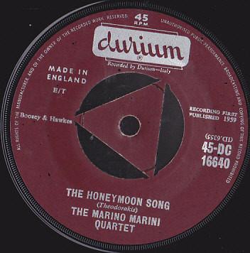 

7inch Record MARINO MARINI ED IL SUO QUARTETTO - The Honeymoon Song / Pimpollo 45DC16640 Durium 1959 UK Jazz Used