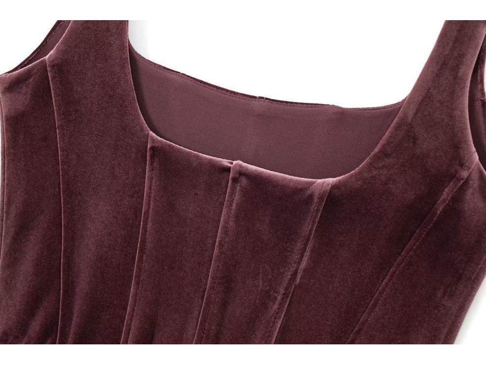 European & American Style Women's Velvet Bodycon Bustier Dress - Fashionable and Versatile Hot Seller