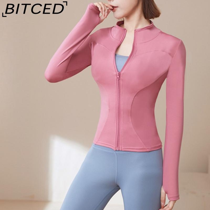 BITCED Summer Sun Protection Quick-Dry Sports Jacket Stand-Up Collar Stretch Slim-Fit Running & Fitness Top