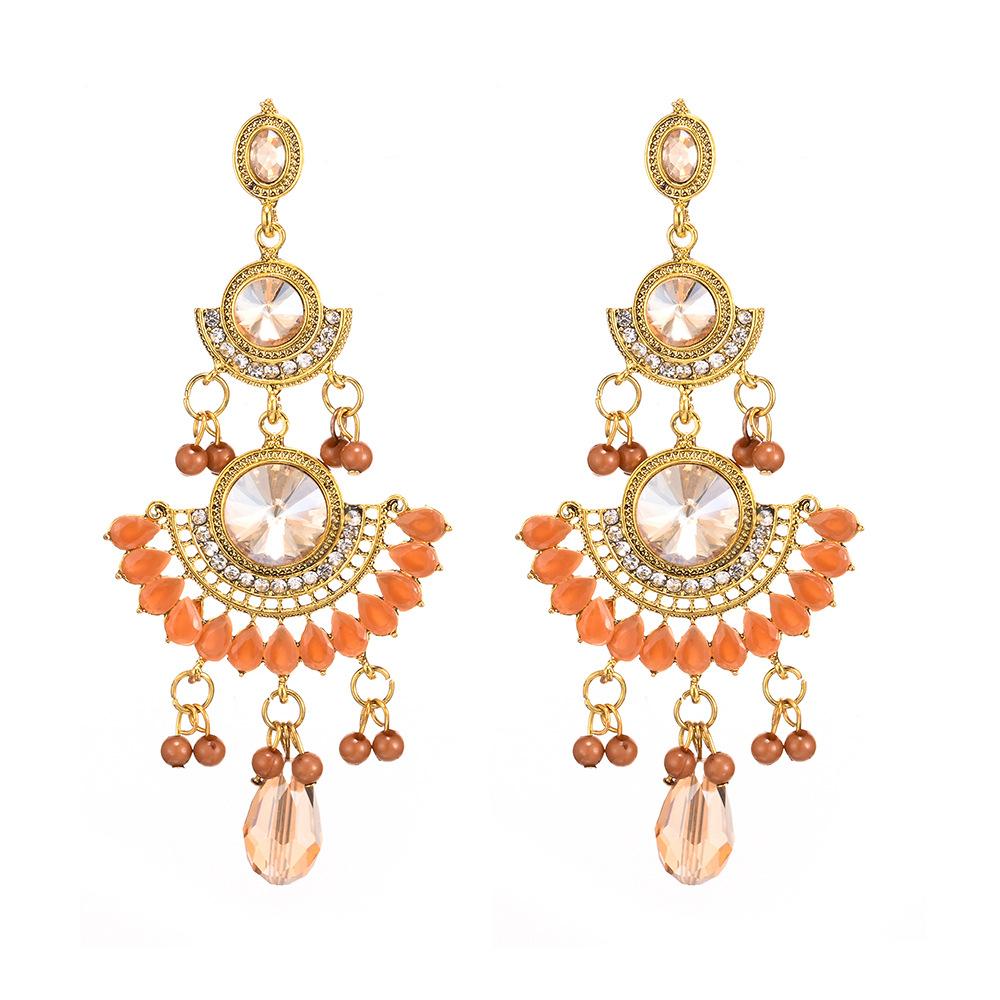 Retro Tassel Earrings Rhinestone Ear Drop Jewelry Ethnic Bride Accessories