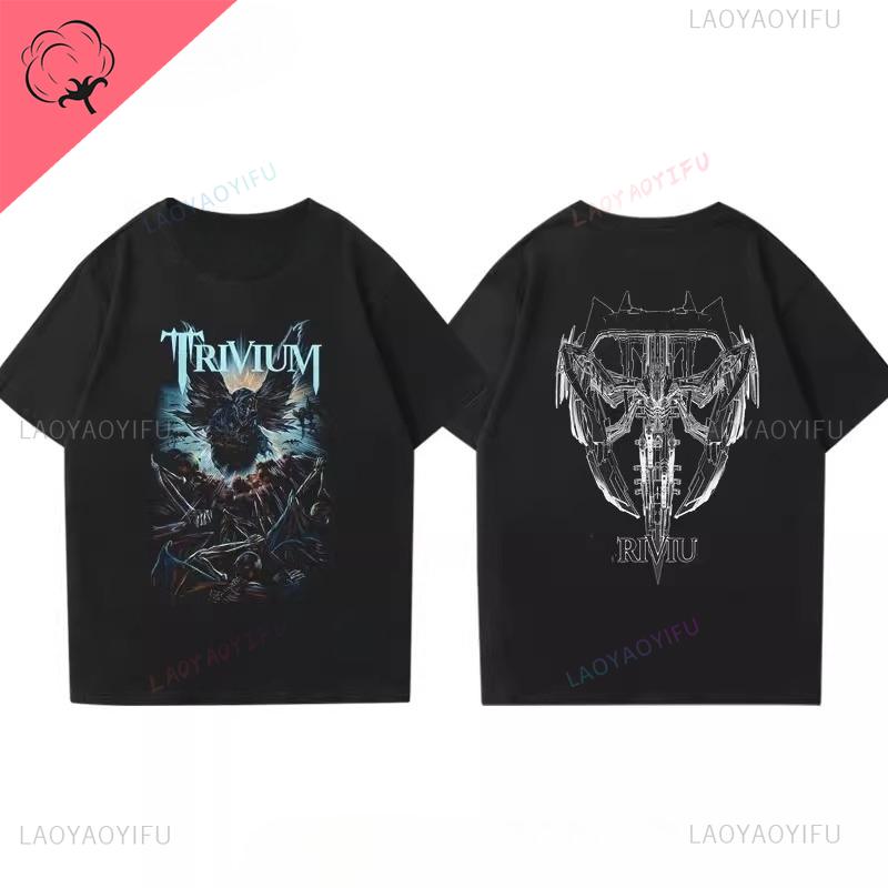 Trivium Tričko Ascend Above The Ashes Tour 2025 Tričko Oboustranně Tištěné Bavlna Vintage Heavy Metalová Kapela Rocková Hudba Tričko
