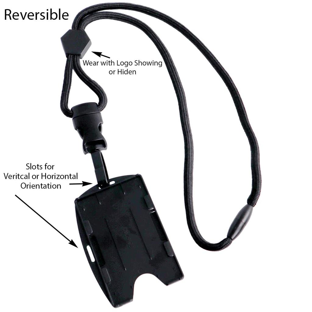 Specialist ID Metal Detector Safe Strap with Badge Holder Displays 2 Cards Double Sided Open Face Separation Cord Removable Plastic Clip Quick Release