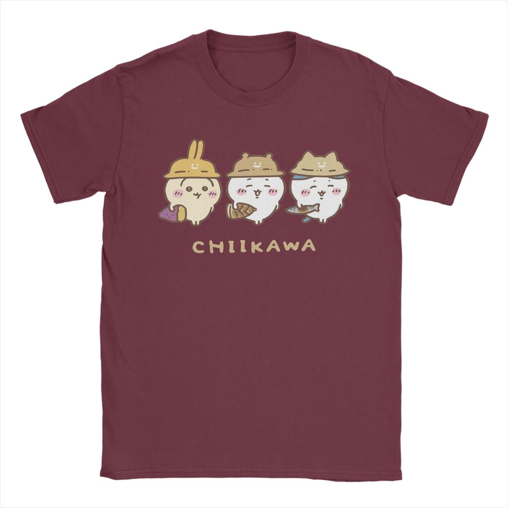 Men Chiikawas Hachiware Usagi Cute Kawaii T Shirts Cotton Clothing Leisure Short Sleeve O Neck Tee Shirt Summer TShirt