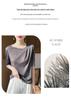 Women's Soft Tencel Round Neck Pullover: Short Sleeve, Pleated Top