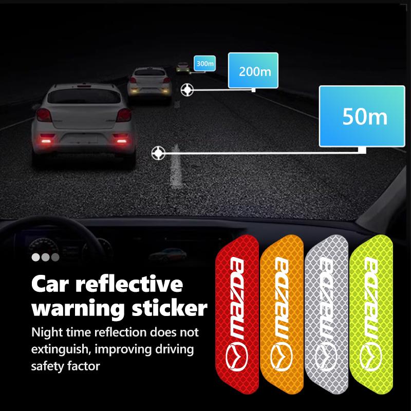AAGI1 For Mazda Car Safety Warning Reflective Stickers Strip Waterproof Tape CX3 CX-5 CX5 CX7 CX9 MX5 Axela Atenza Allegro