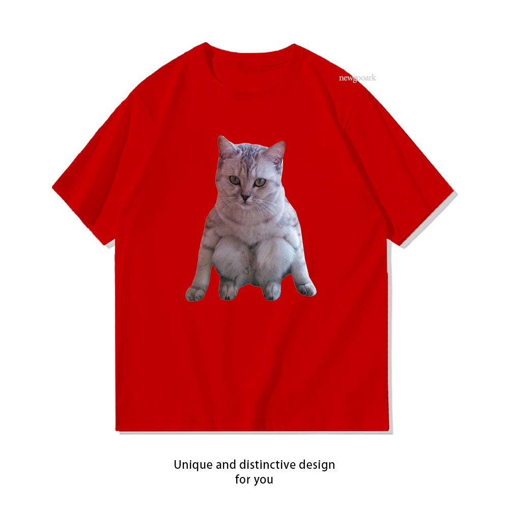 

A cat sitting on its haunches TShirt woman man Casual cotton graphic t shirts Creative streetwear Classic Oneck shirt S